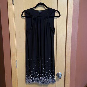 Roz & Ali Black Dress with Silver & Pearl Accent Beading: Size Medium